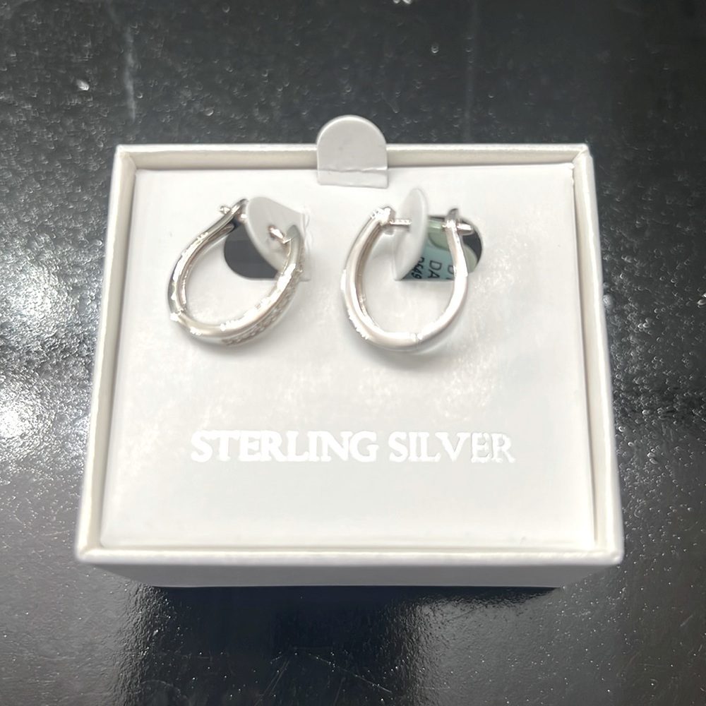 Belk & Co  1/10 ct. t.w. Lab Diamond Hoop Earrings in Sterling Silver